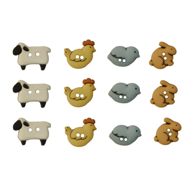 Boutons Dress It Up : Country Critters / Animaux de Ferme - Boutons 3D - Photo n°1
