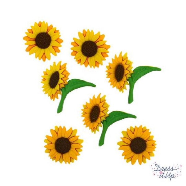 Boutons Dress It Up : Sunflowers / Tournesol - Boutons 3D - Photo n°1