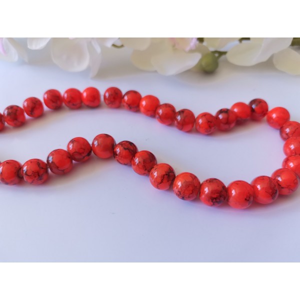 Perles en verre tréfilé 10 mm rouge x 10 - Photo n°1