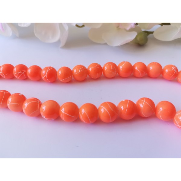 Perles en verre tréfilé 10 mm orange x 10 - Photo n°1