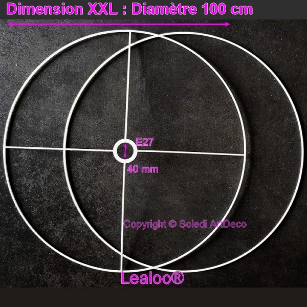 Set d'Ossature Diamètre 100cm pour suspension ou abat-jour XXL, Anneaux ronds Epoxy blanc, pour doui - Photo n°2