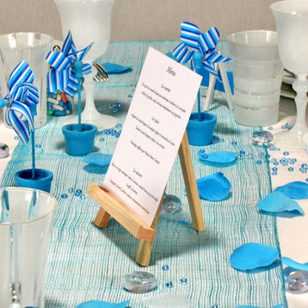 Chevalet de table en bois de hêtre, trépied, haut. 16 cm, porte-menu mariage - Photo n°4