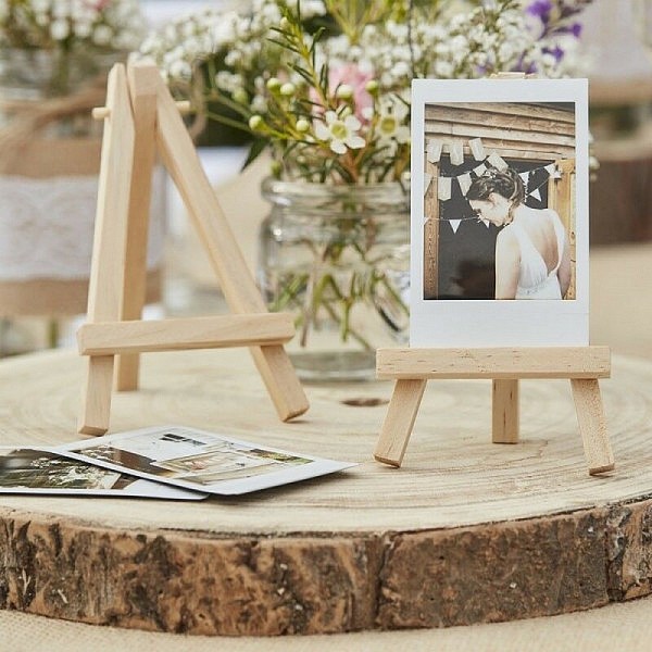 Chevalet de table en bois de hêtre, trépied, haut. 16 cm, porte-menu mariage - Photo n°1