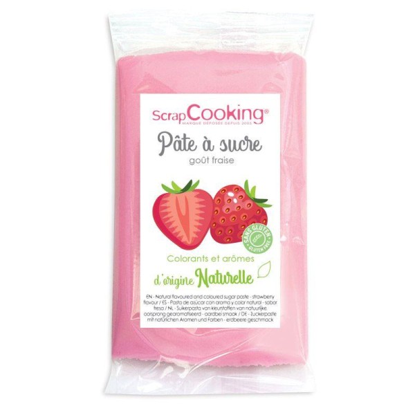 Pâte à sucre rose 250 g sans gluten - arôme fraise - Photo n°1